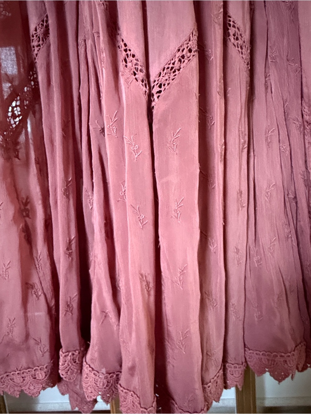 Free People Dusty Rose Lace-Trim Maxi Trails end Skirtall Sold out - Picture 6 of 14